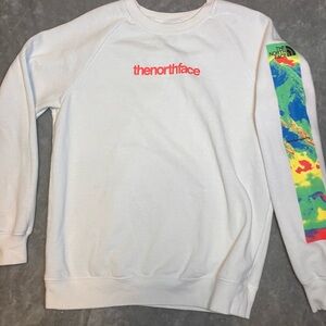 The North Face White Sweater with Multicolor Sleeve